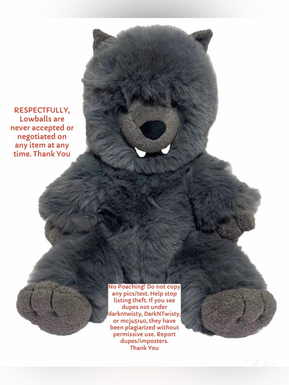 RETIRED RARE BNWT Jellycat Wilf Wolf SEALED IN MFG PLASTIC GR8 GIFT - Picture 2 of 15